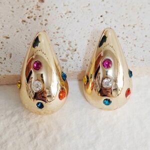 Gold and Multi-Colored Crystal Teardrop Earrings - New Bottega Inspired ✨🔥🔥